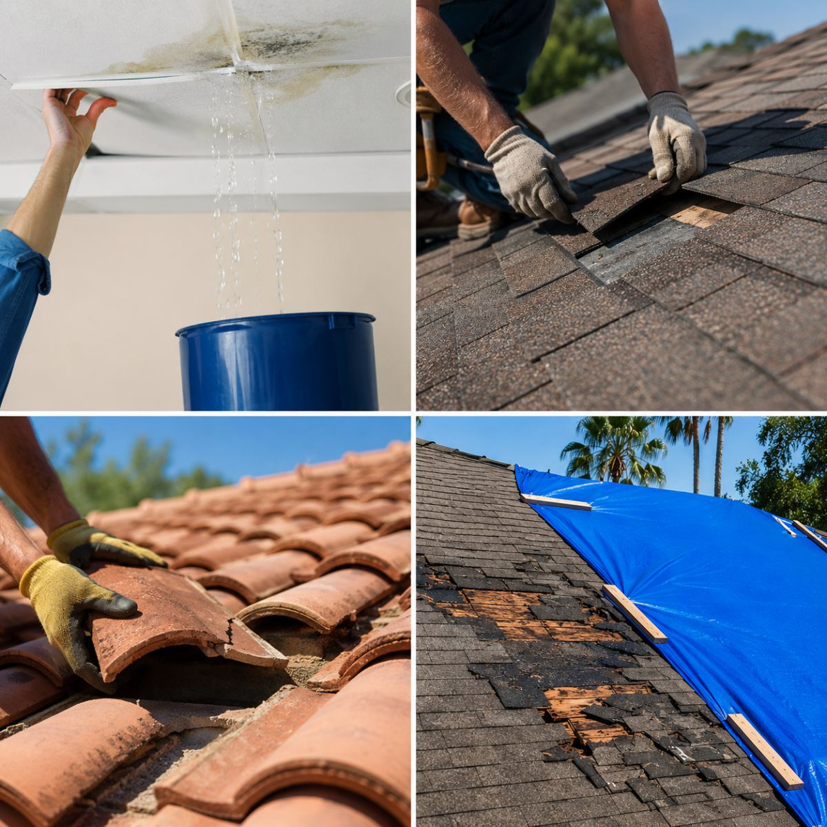 Residential roof repair services including leak, shingle, tile, and storm damage repairs in The Hammocks, FL